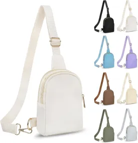 2-Zipper Crossbody Sling BagSling Chest Bag with Ajustable Strap Gift for Men and Women