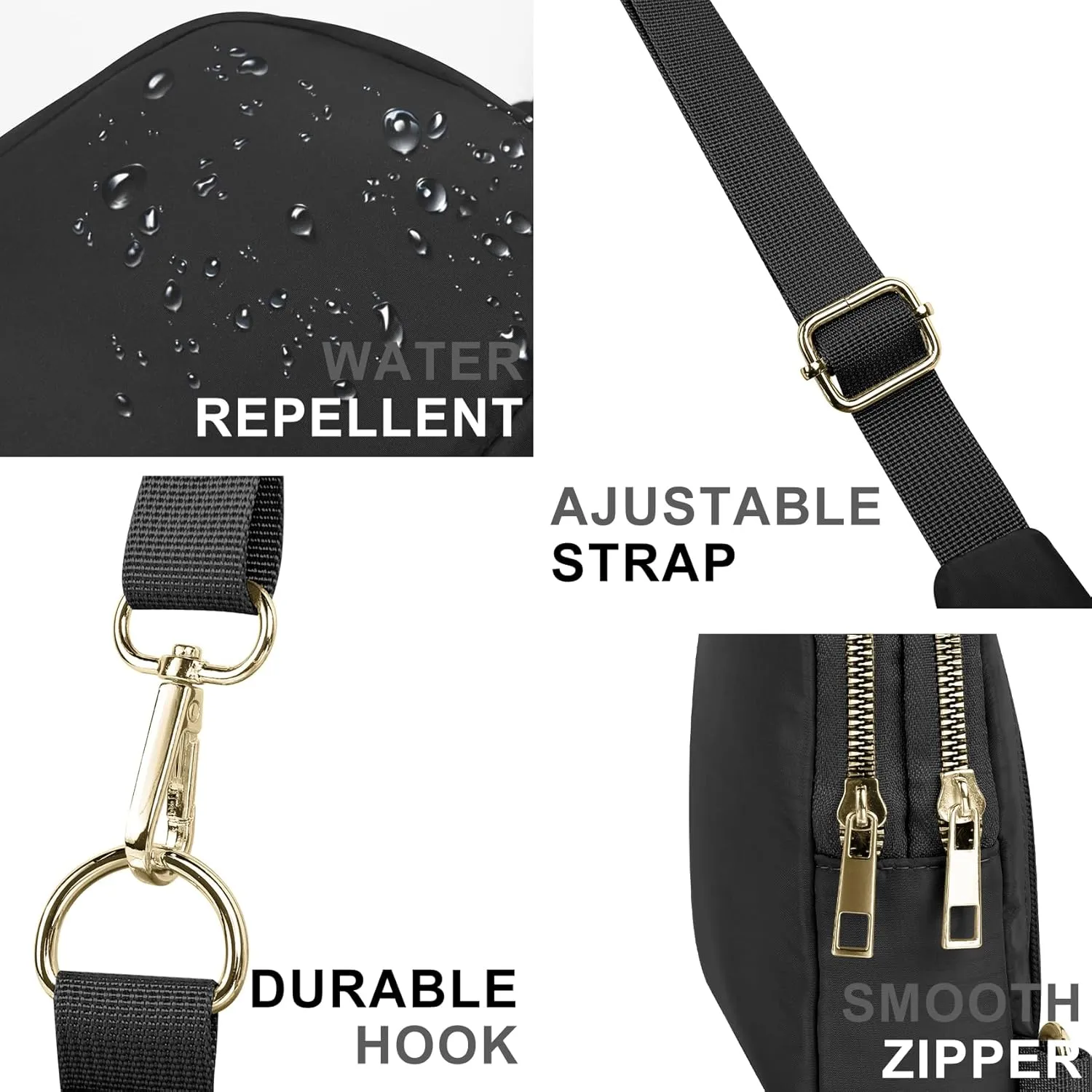 2-Zipper Crossbody Sling BagSling Chest Bag with Ajustable Strap Gift for Men and Women