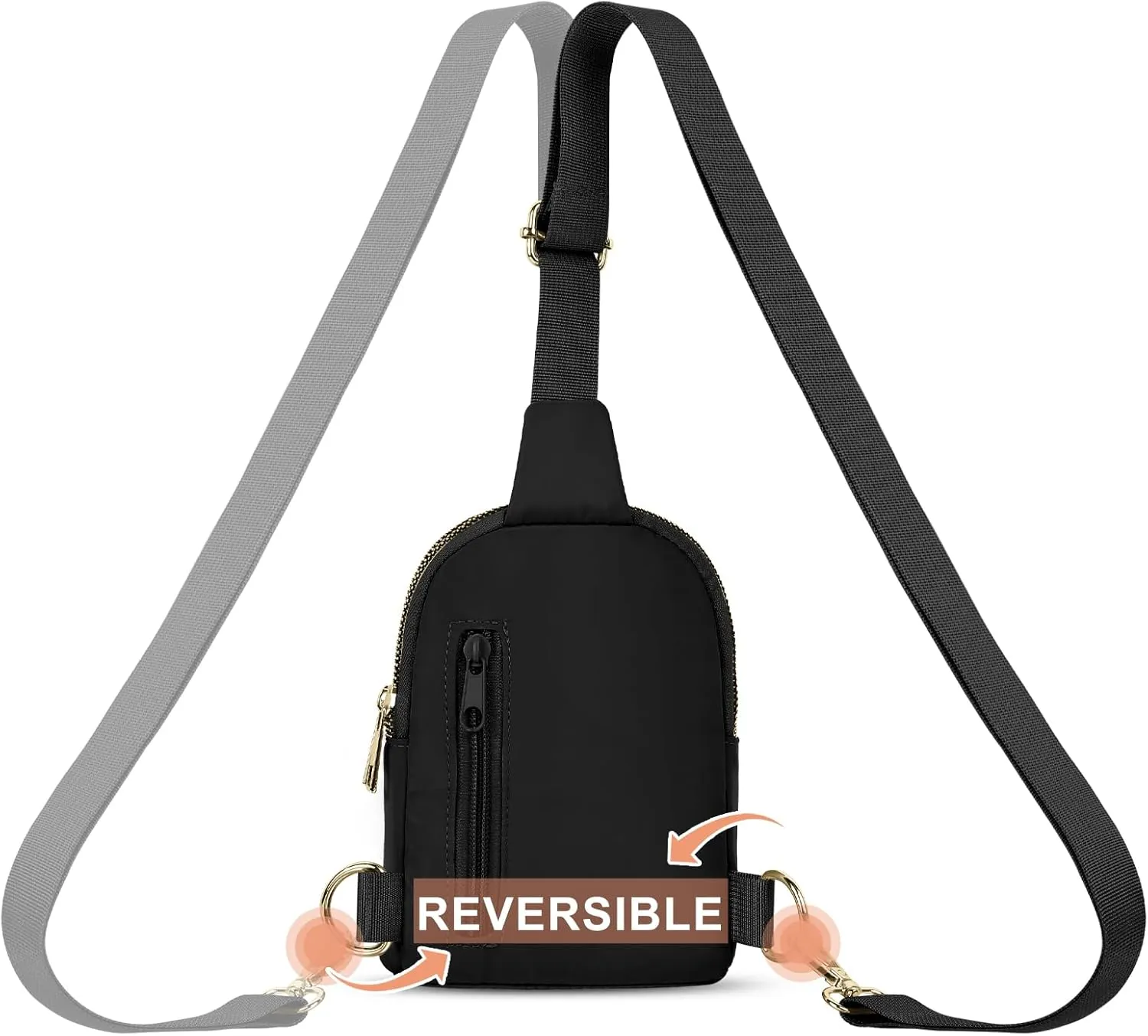 2-Zipper Crossbody Sling BagSling Chest Bag with Ajustable Strap Gift for Men and Women