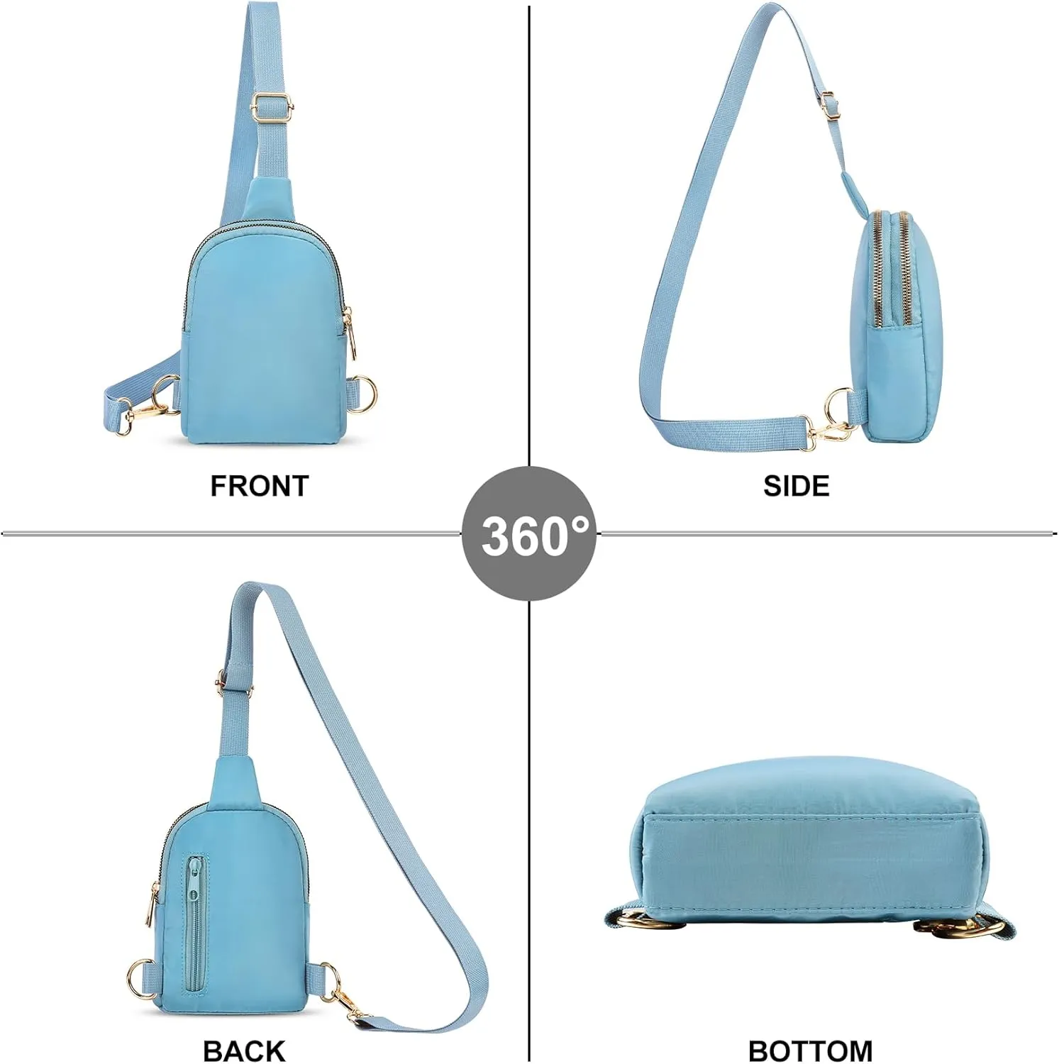 2-Zipper Crossbody Sling BagSling Chest Bag with Ajustable Strap Gift for Men and Women
