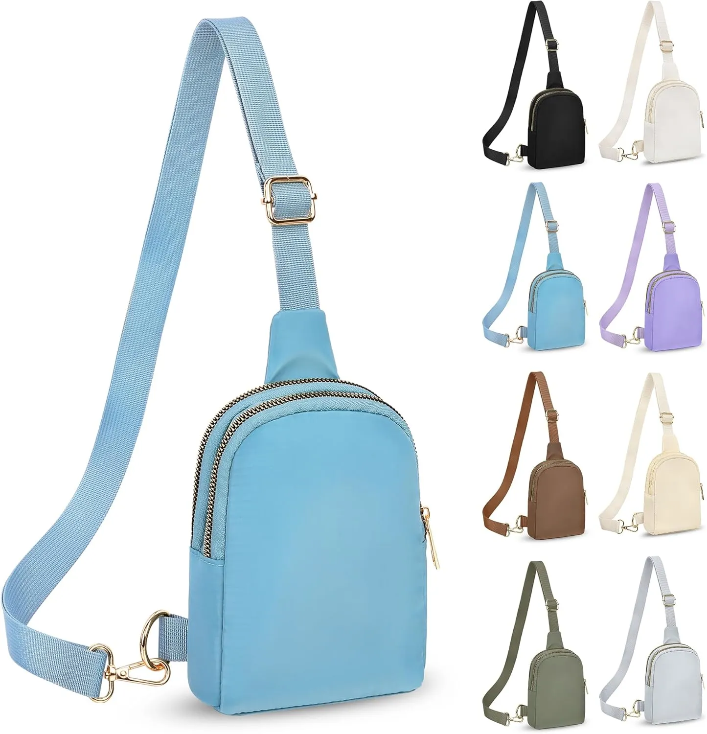 2-Zipper Crossbody Sling BagSling Chest Bag with Ajustable Strap Gift for Men and Women