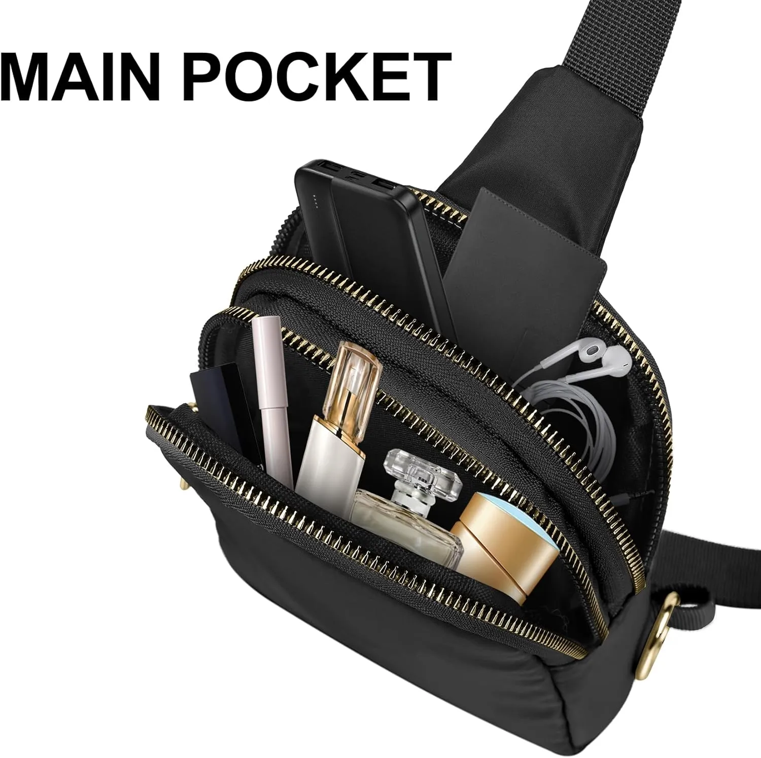 2-Zipper Crossbody Sling BagSling Chest Bag with Ajustable Strap Gift for Men and Women