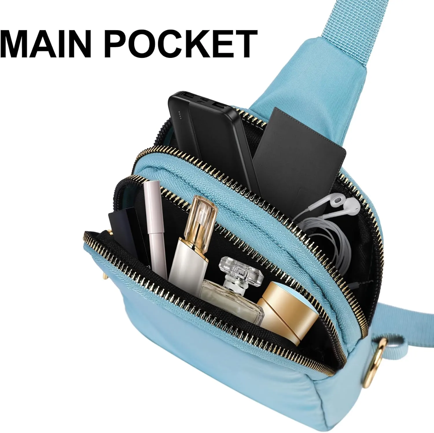 2-Zipper Crossbody Sling BagSling Chest Bag with Ajustable Strap Gift for Men and Women