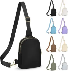 2-Zipper Crossbody Sling BagSling Chest Bag with Ajustable Strap Gift for Men and Women