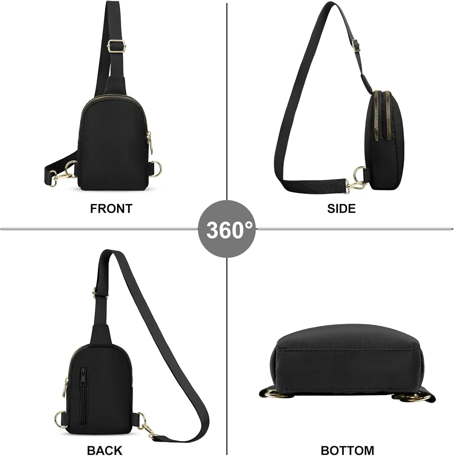 2-Zipper Crossbody Sling BagSling Chest Bag with Ajustable Strap Gift for Men and Women