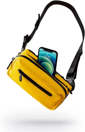 Ampere Side Pocket - Durable and Water Resistant 2L Travel Pouch Fanny Pack with RFID Blocking Sleeve, Tech Sling with Premium Materials, Multiple Compartments and Hidden Pocket (Yellow)