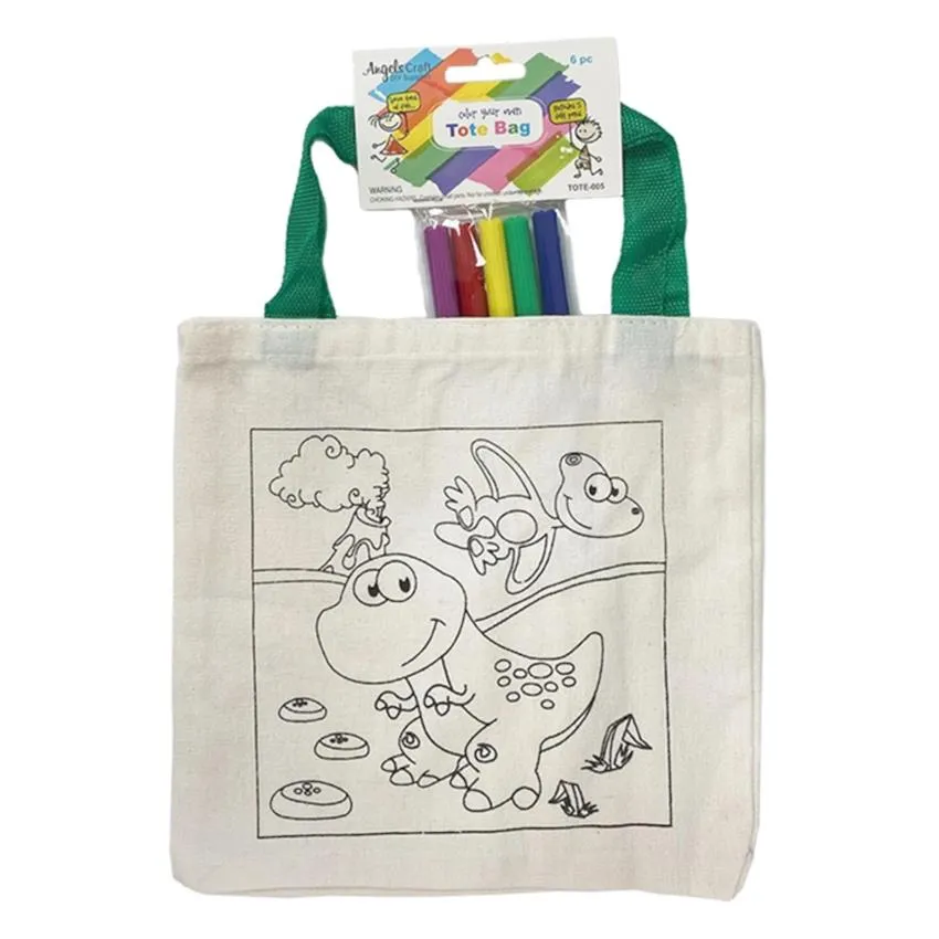 Angels Craft Tote Bag Coloring Kit - Dinosaurs