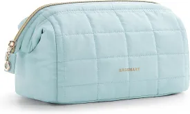 BAGSMART Makeup Bag Travel Toiletry Bag, Puffy Padded Make Up Bags for Women Makeup Organizer Case, Wide-open Pouch Purse Travel Essentials Toiletries Accessories Brushes, Light Blue