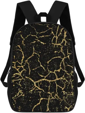 Black And Gold Marble Texture Lightweight And Large Capacity Casual Backpack Unisex Black And Gold Marble Texture Lightweight And Large Capacity Casual Backpack Unisex