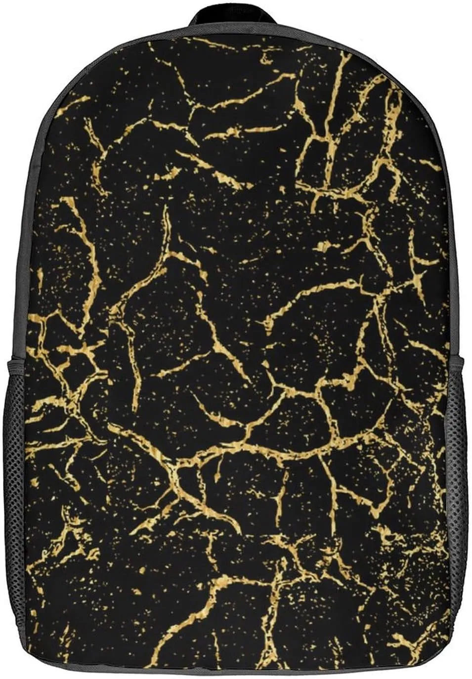 Black And Gold Marble Texture Lightweight And Large Capacity Casual Backpack Unisex