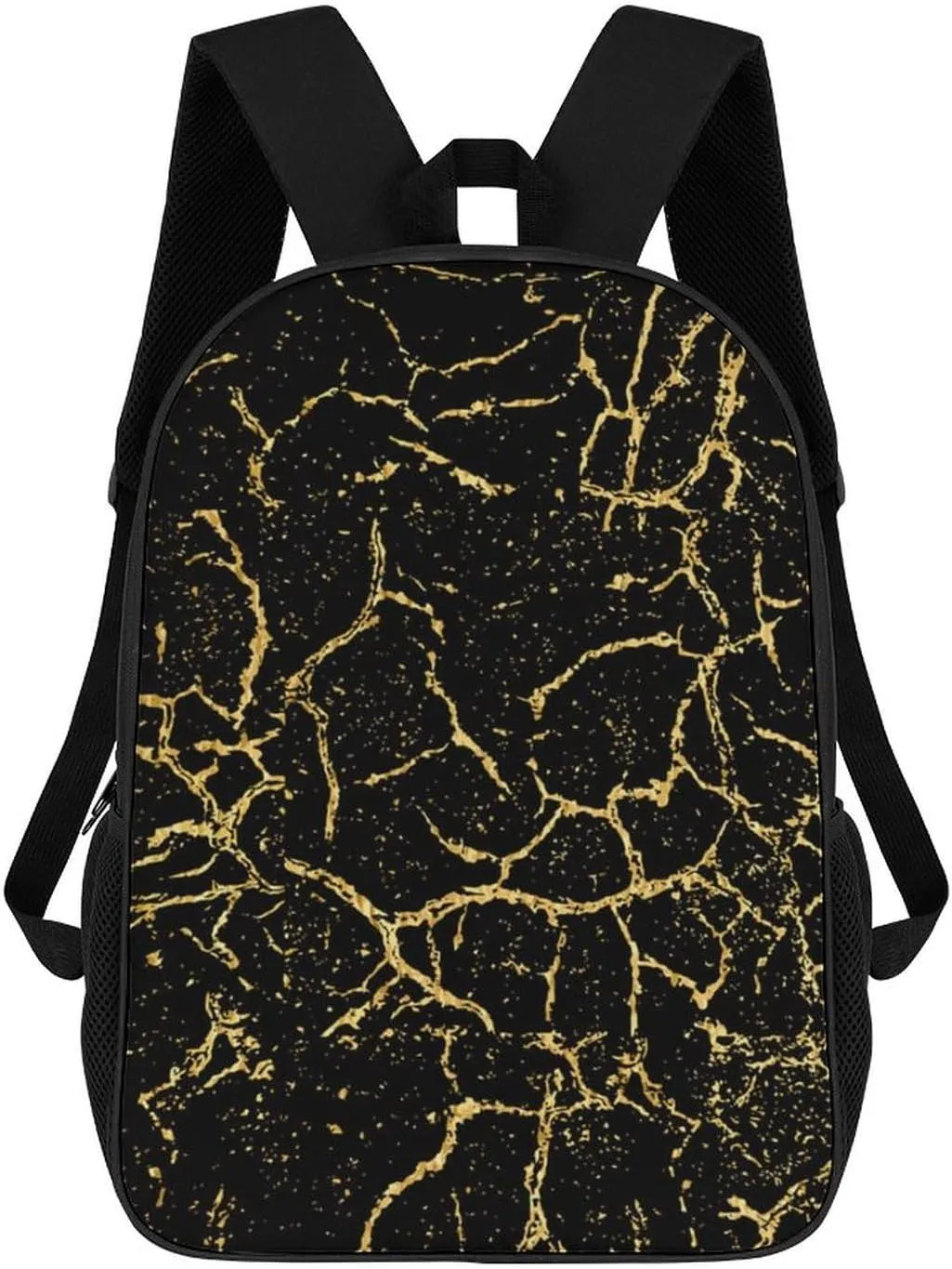 Black And Gold Marble Texture Lightweight And Large Capacity Casual Backpack Unisex