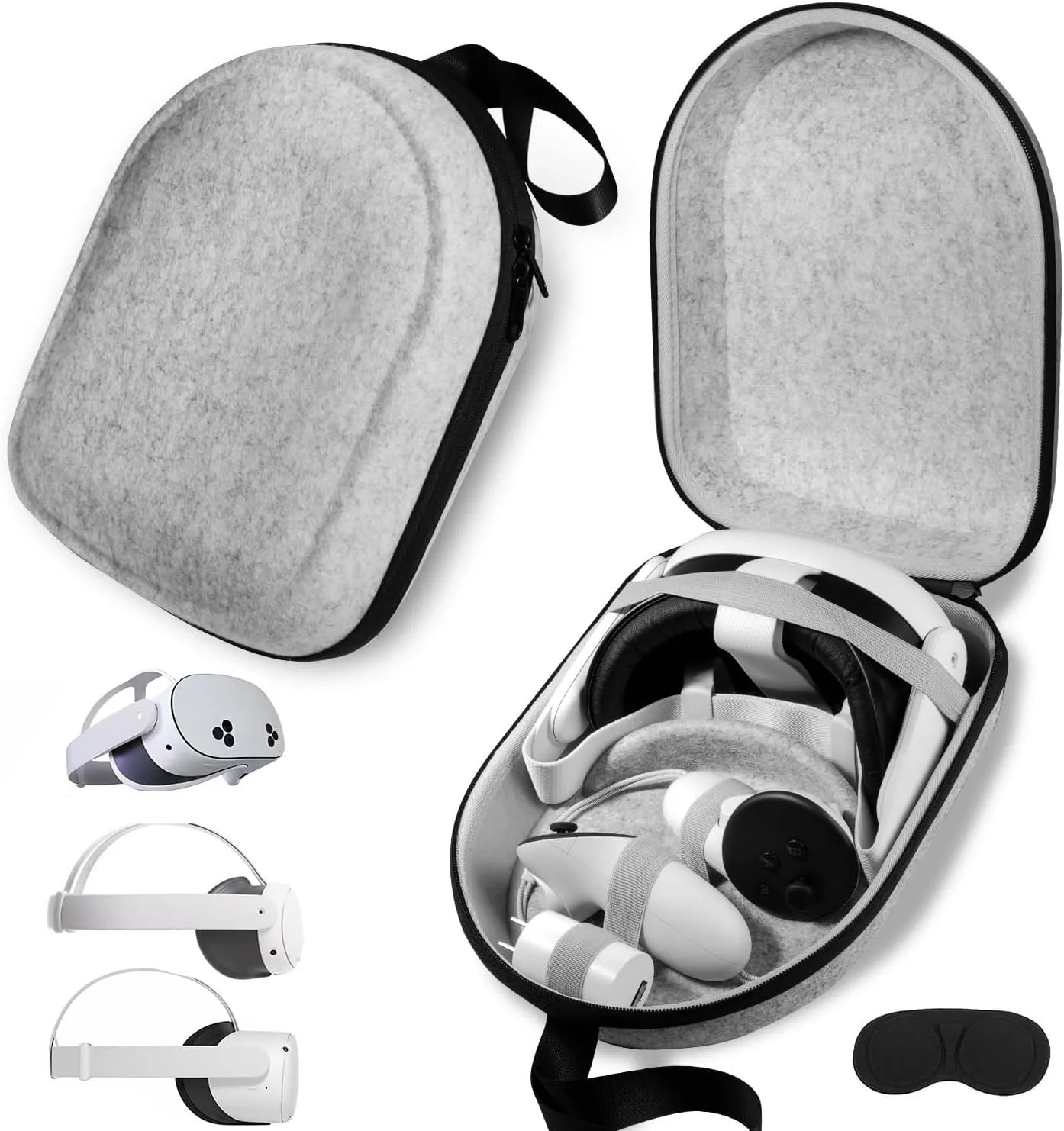 BnLnHOGVR Carrying Case Compatible with Oculus Meta Quest 3S/Quest 3/Quest 2, Apple Vision Pro VR Headsets Original Head Strap and Controller Accessories, Hard Shell Bag for Travel and Storage
