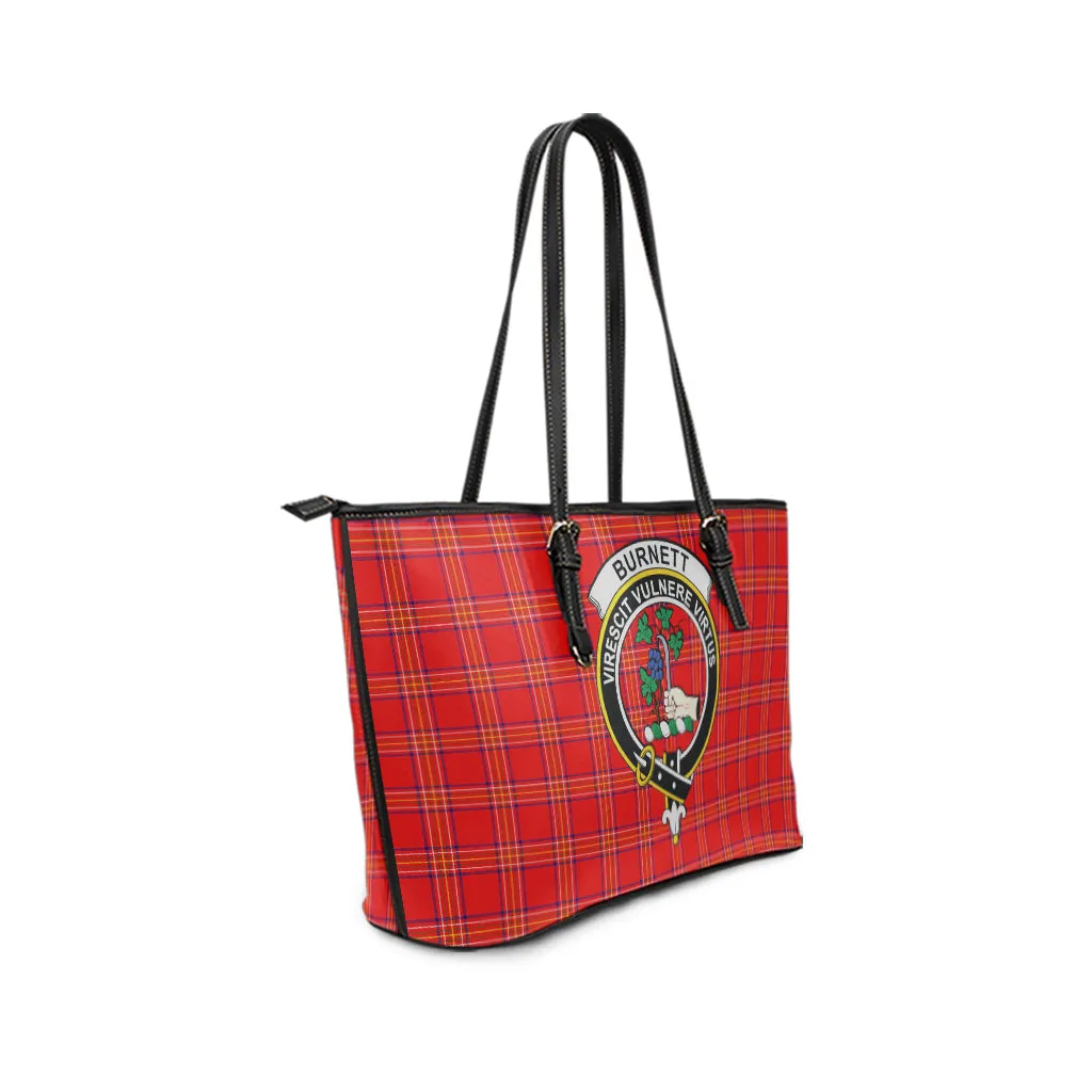 Burnett Modern Tartan Leather Tote Bag with Family Crest