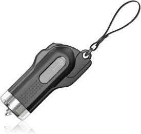 Car Window Breaker, Portable Car Safety Hammer & Seatbelt Cutter with a Stainless Steel Blade for Car Escape, Car Keychain and Breaking Glass Survival Tool for Land/Underwater (Black)