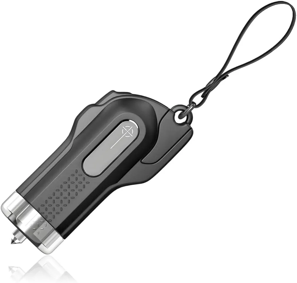 Car Window Breaker, Portable Car Safety Hammer & Seatbelt Cutter with a Stainless Steel Blade for Car Escape, Car Keychain and Breaking Glass Survival Tool for Land/Underwater (Black)