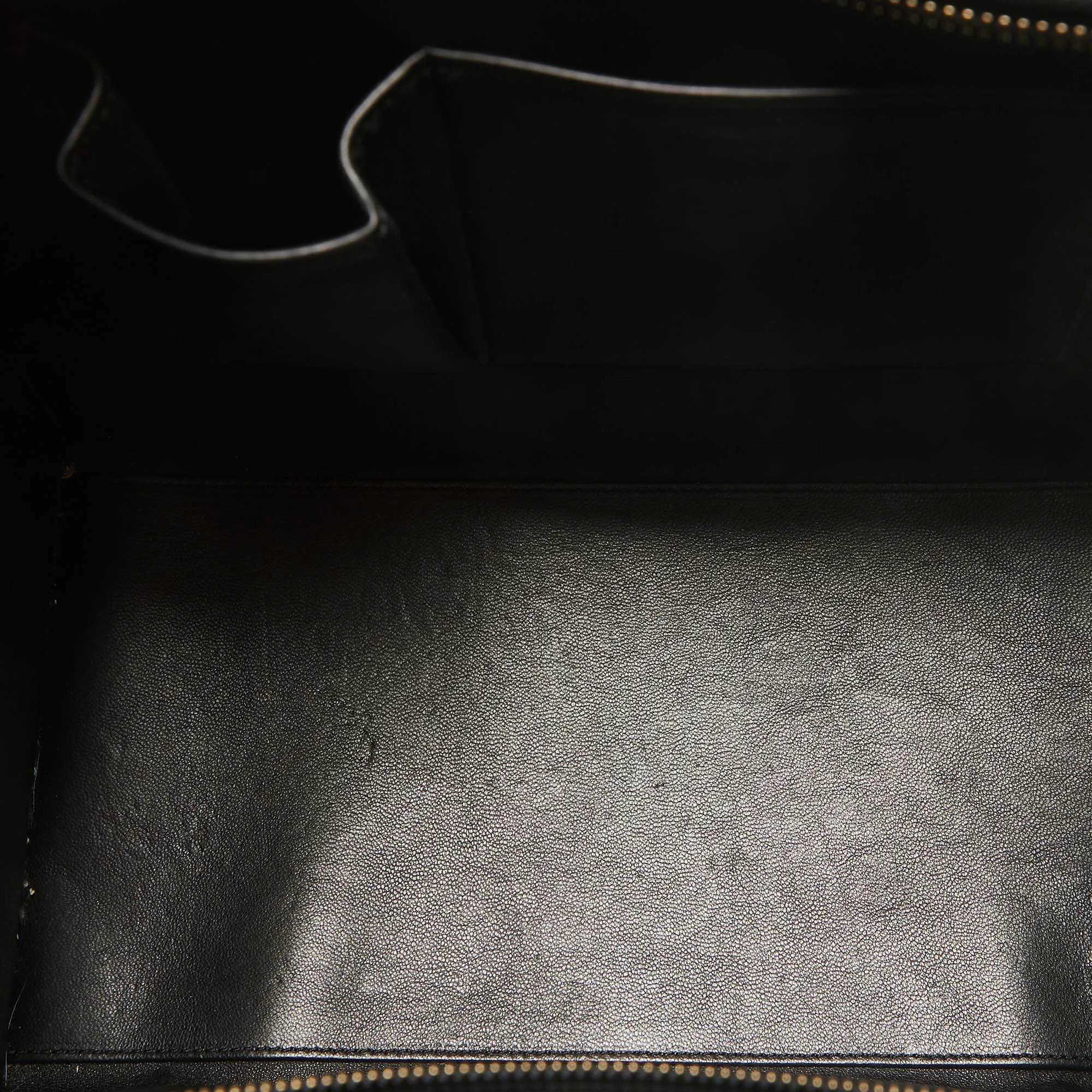 CELINE Black/Fuchsia Knit Fabric and Leather Mini Luggage Tote