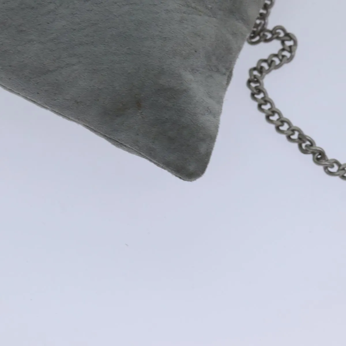 CHANEL Chain Shoulder Bag Suede Gray Silver CC Auth bs17158