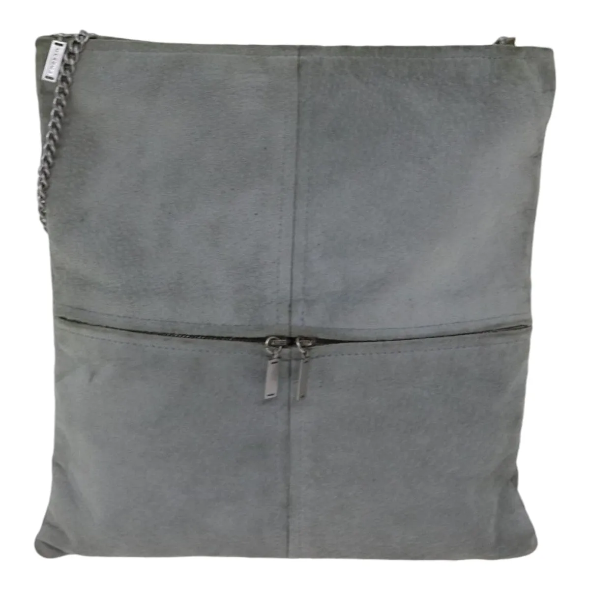 CHANEL Chain Shoulder Bag Suede Gray Silver CC Auth bs17158
