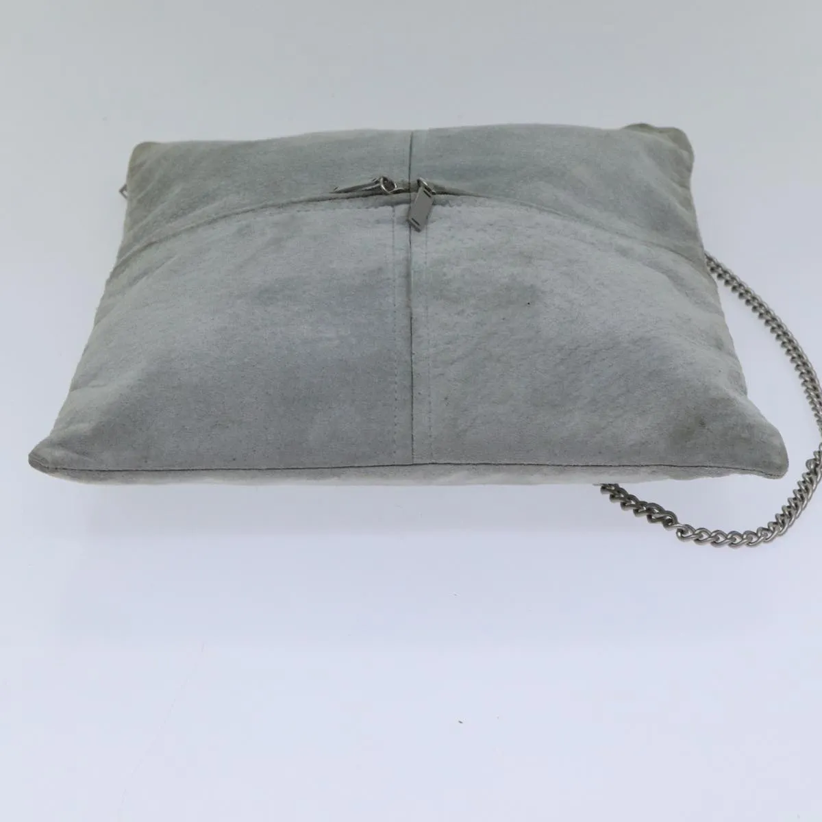 CHANEL Chain Shoulder Bag Suede Gray Silver CC Auth bs17158