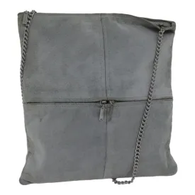 CHANEL Chain Shoulder Bag Suede Gray Silver CC Auth bs17158