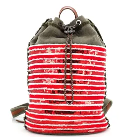 CHANEL Cubano Trip Backpack Sequin Embellished Canvas Medium