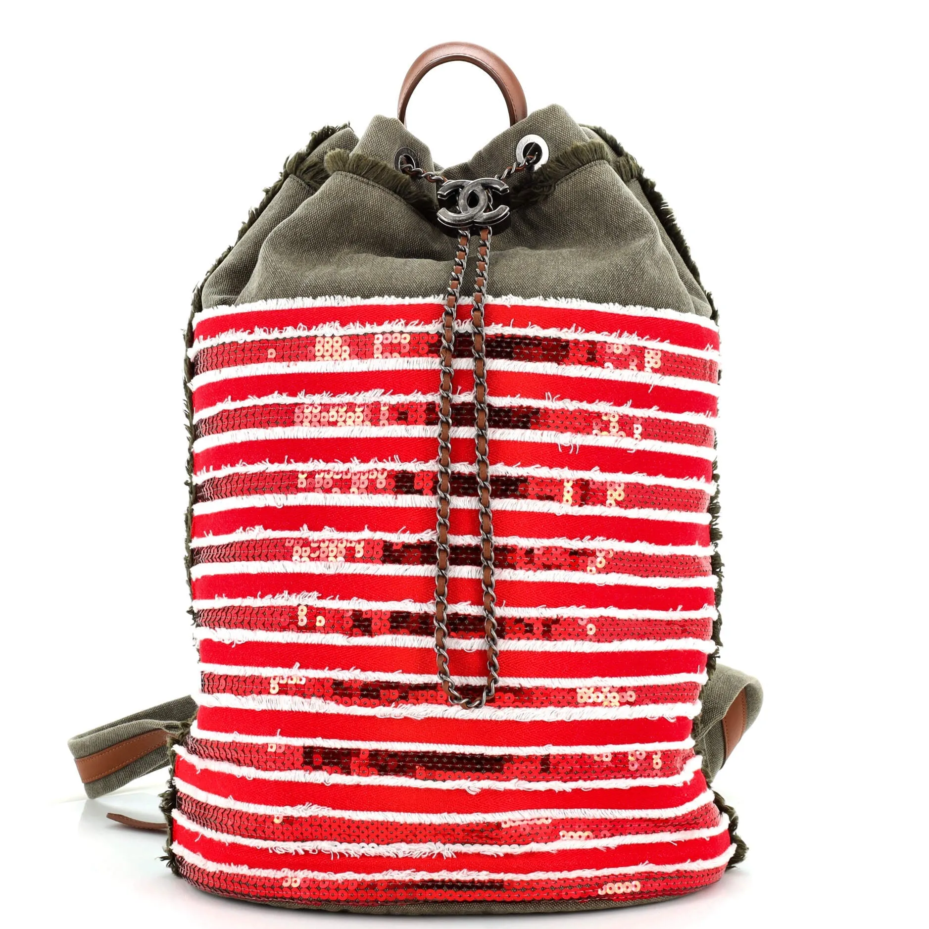 CHANEL Cubano Trip Backpack Sequin Embellished Canvas Medium