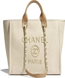 Chanel Deauville Fabric Tote Ecru & Beige