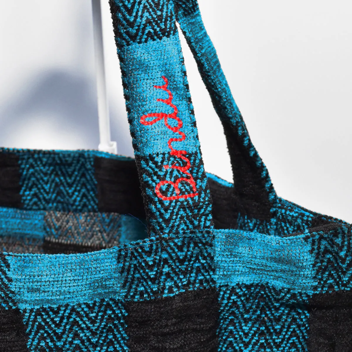 Chenille Buffalo Plaid Jacquard Small Tote Bag ジャカードトートバッグ / BBB-2086 c#2 Turquoise