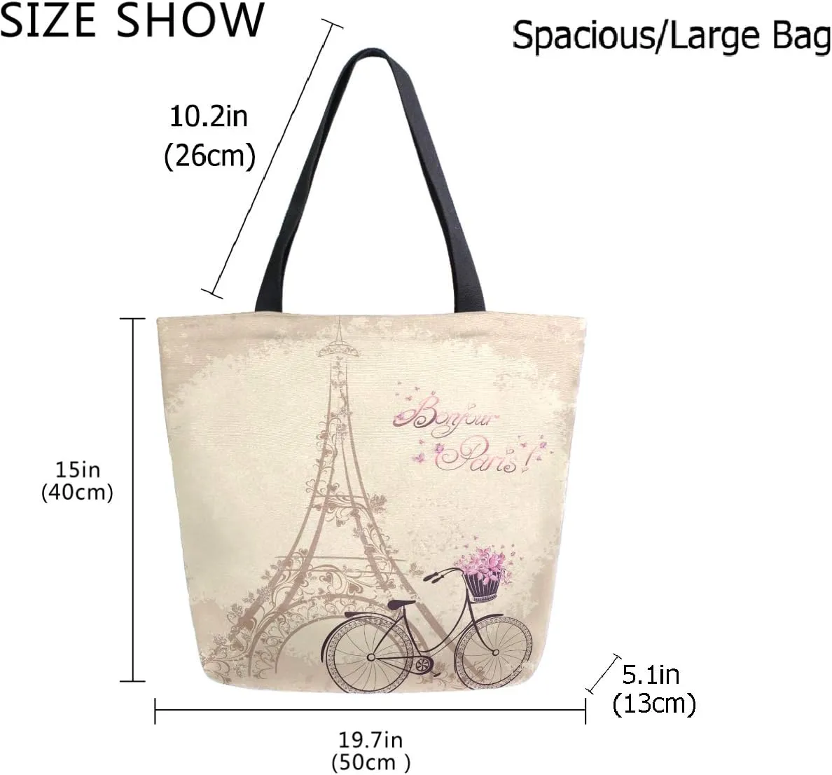 Chic Cute Fashion Style Pattern Extra Large Shoulder Tote Bag for Beach Travel Weekender Gym Grocery Shopping