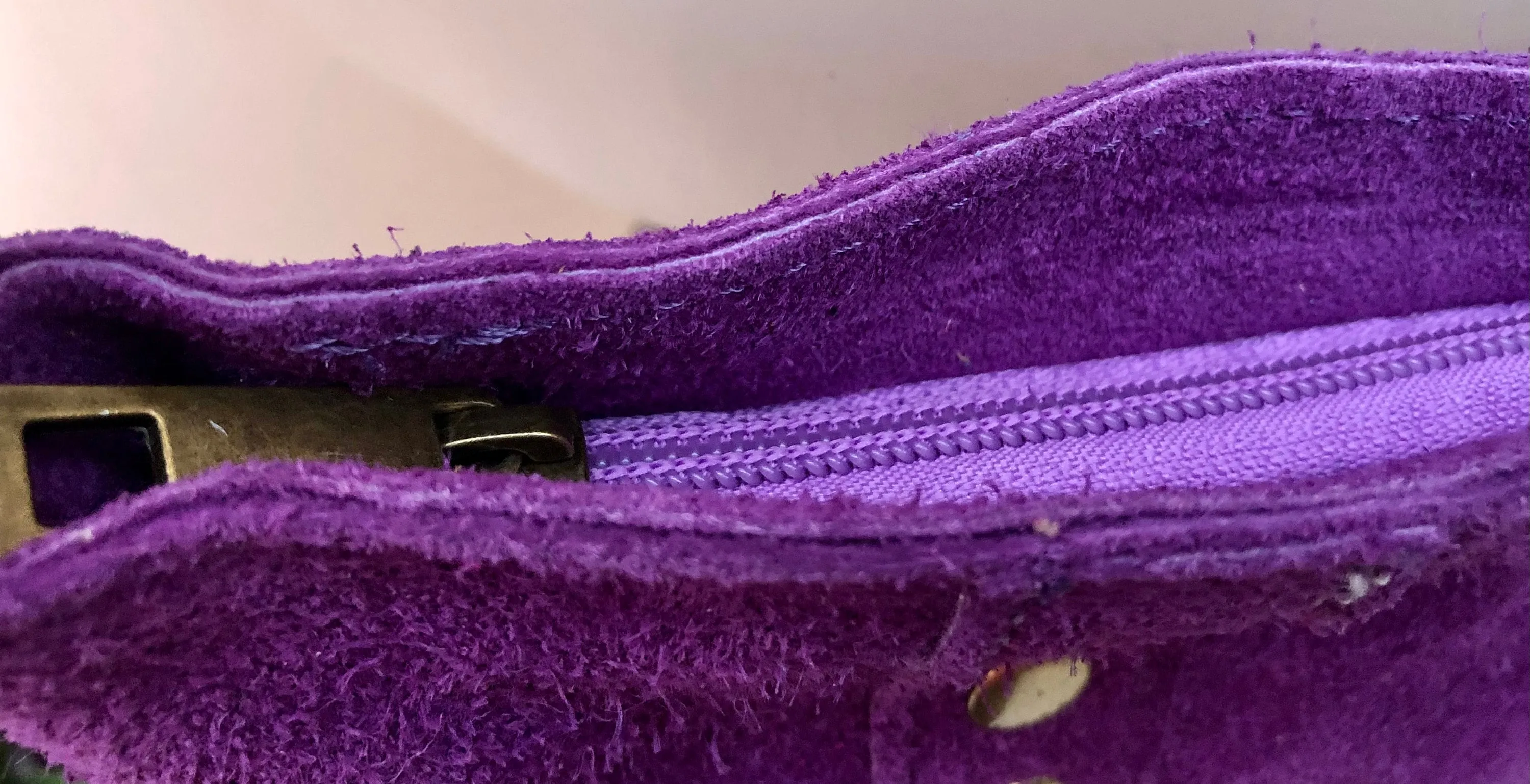 Cross body bag. Boho suede leather bag in PURPLE with bronze color tacks. Messenger bag in genuine suede leather. PURPLE crossbody bag