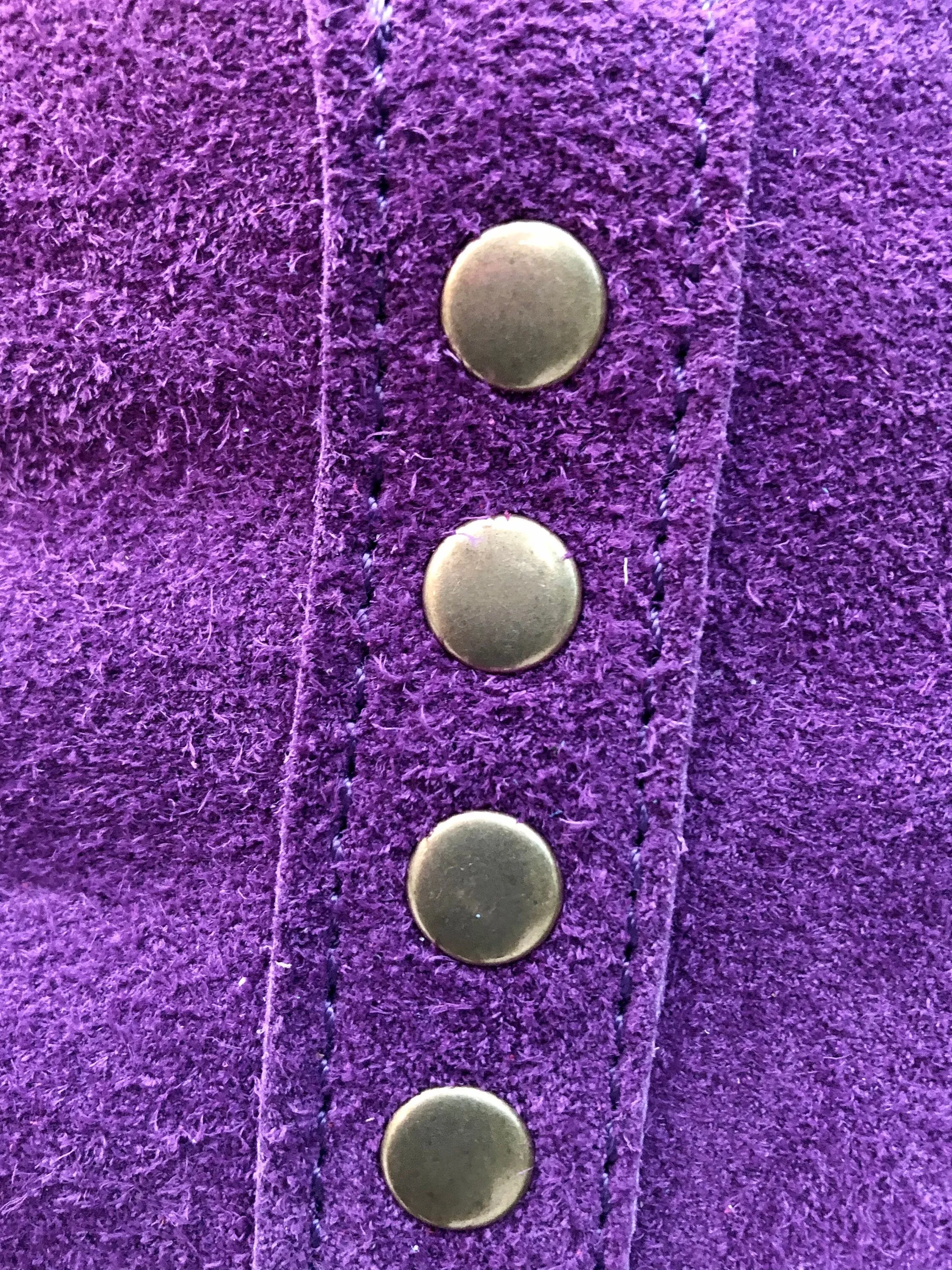Cross body bag. Boho suede leather bag in PURPLE with bronze color tacks. Messenger bag in genuine suede leather. PURPLE crossbody bag