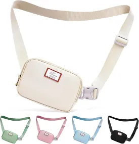 Fanny Packs for Women Men Crossbody, Small Belt Bag with Adjustable Strap, Waterproof Mini Waist Pack for Outdoor Running Hiking Walking Travel Sport (Beige)