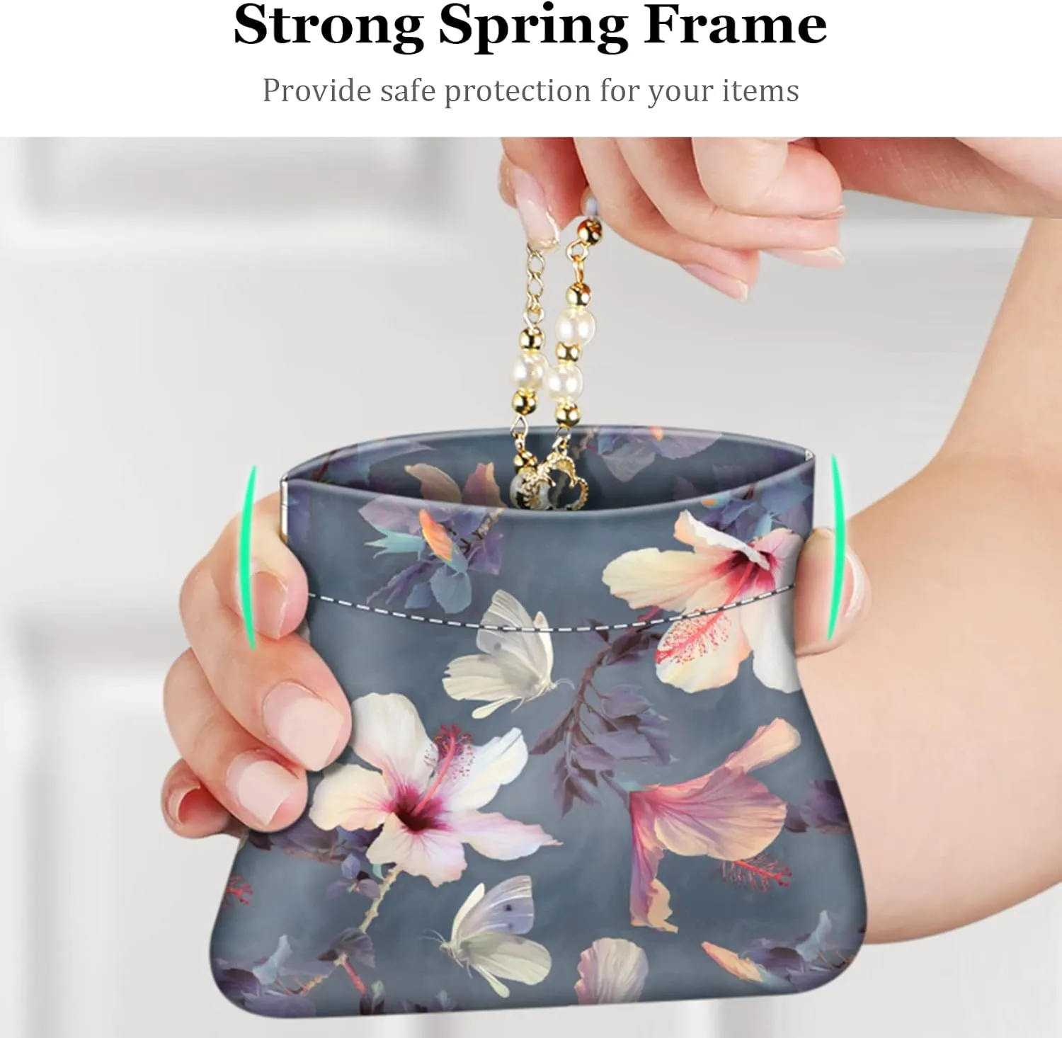 Fintie Squeeze Coin Purse, Fintie PU Leather Coin Pouch Change Holder for Woman (Blooming Hibiscus)
