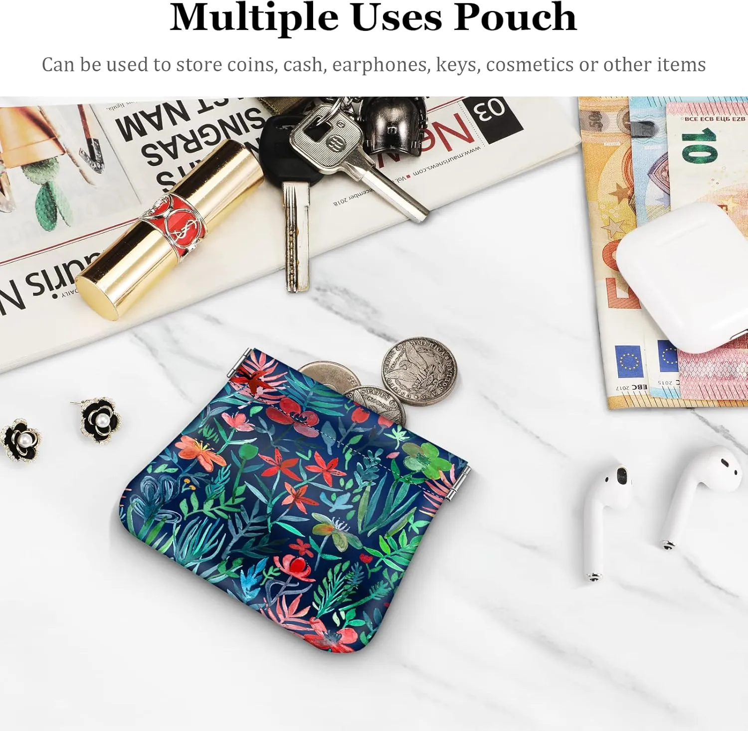 Fintie Squeeze Coin Purse, Fintie PU Leather Coin Pouch Change Holder for Woman