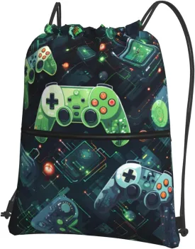 Gamepad Circuit Version Print Drawstring Backpack  Adjustable Lightweight Gym Bag for Sports, Yoga, Travel, and Hiking