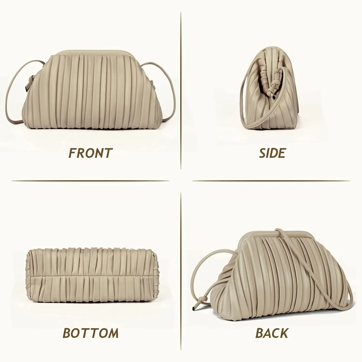 GLITZALL Clutch Purse and Dumpling Bag for Women,Designer Cloud Handbag and Ruched Bag with Detachable Shoulder Strap
