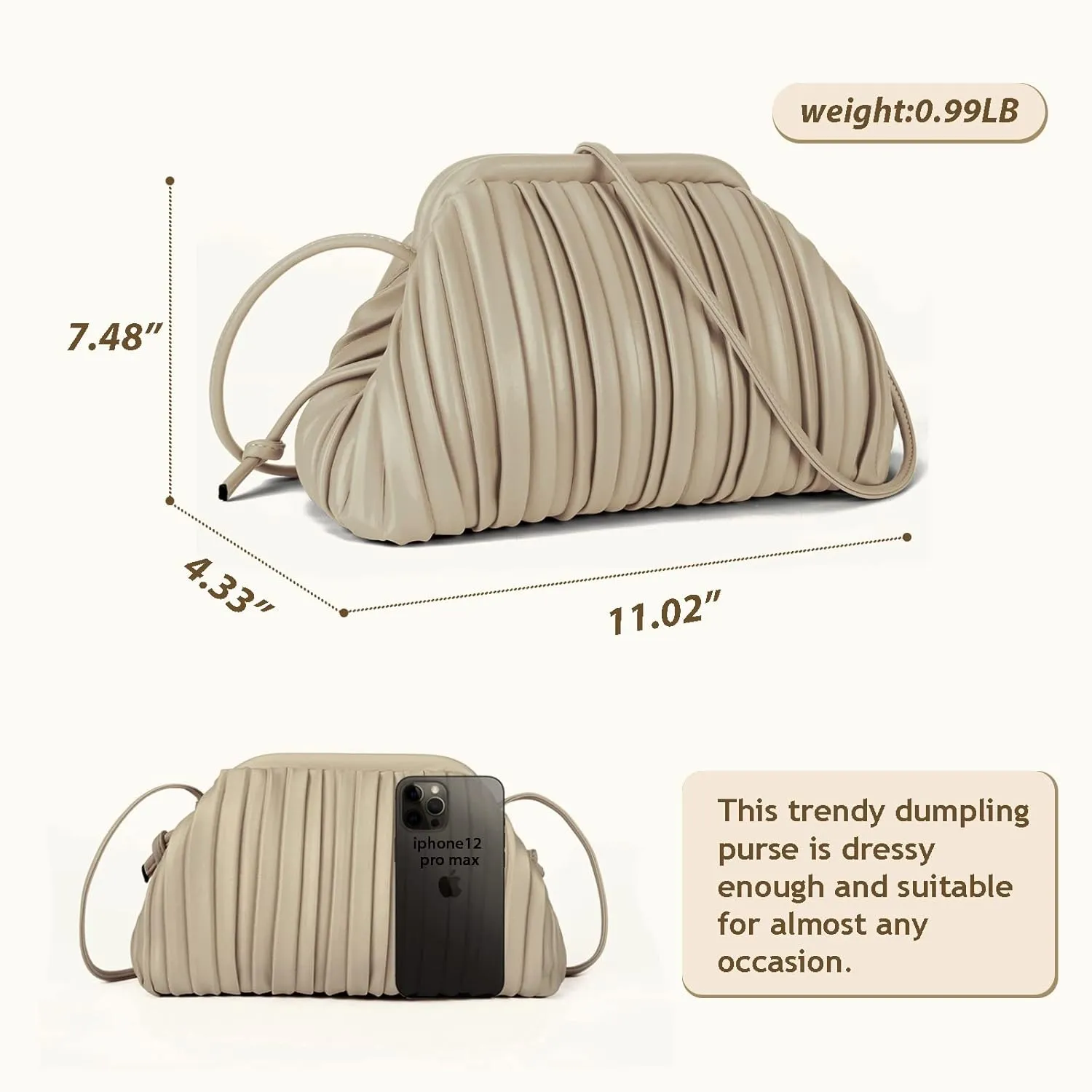 GLITZALL Clutch Purse and Dumpling Bag for Women,Designer Cloud Handbag and Ruched Bag with Detachable Shoulder Strap
