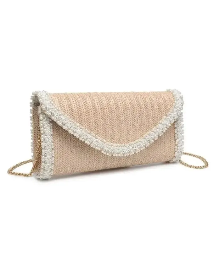 Gloria Natural Beaded Crossbody Bag
