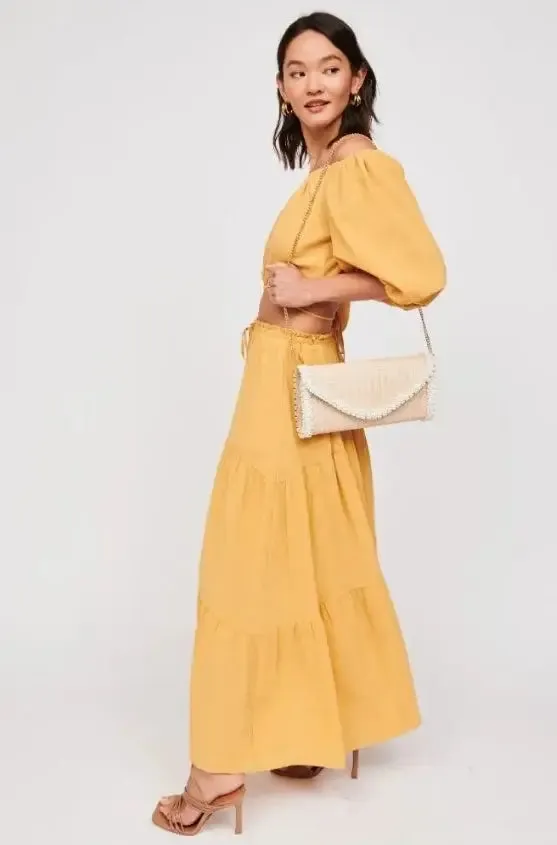 Gloria Natural Beaded Crossbody Bag