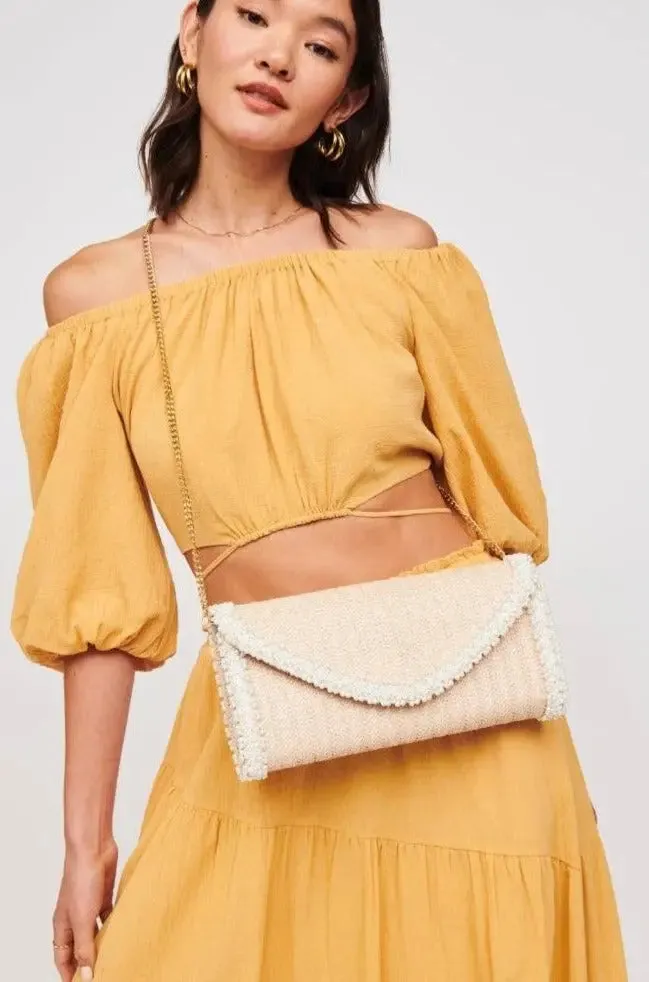 Gloria Natural Beaded Crossbody Bag