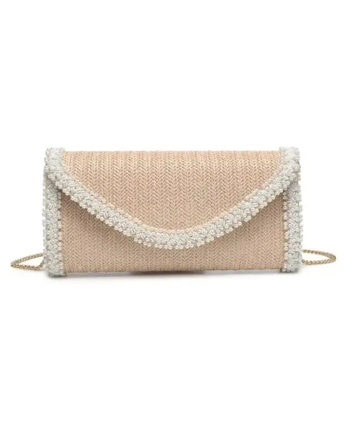 Gloria Natural Beaded Crossbody Bag