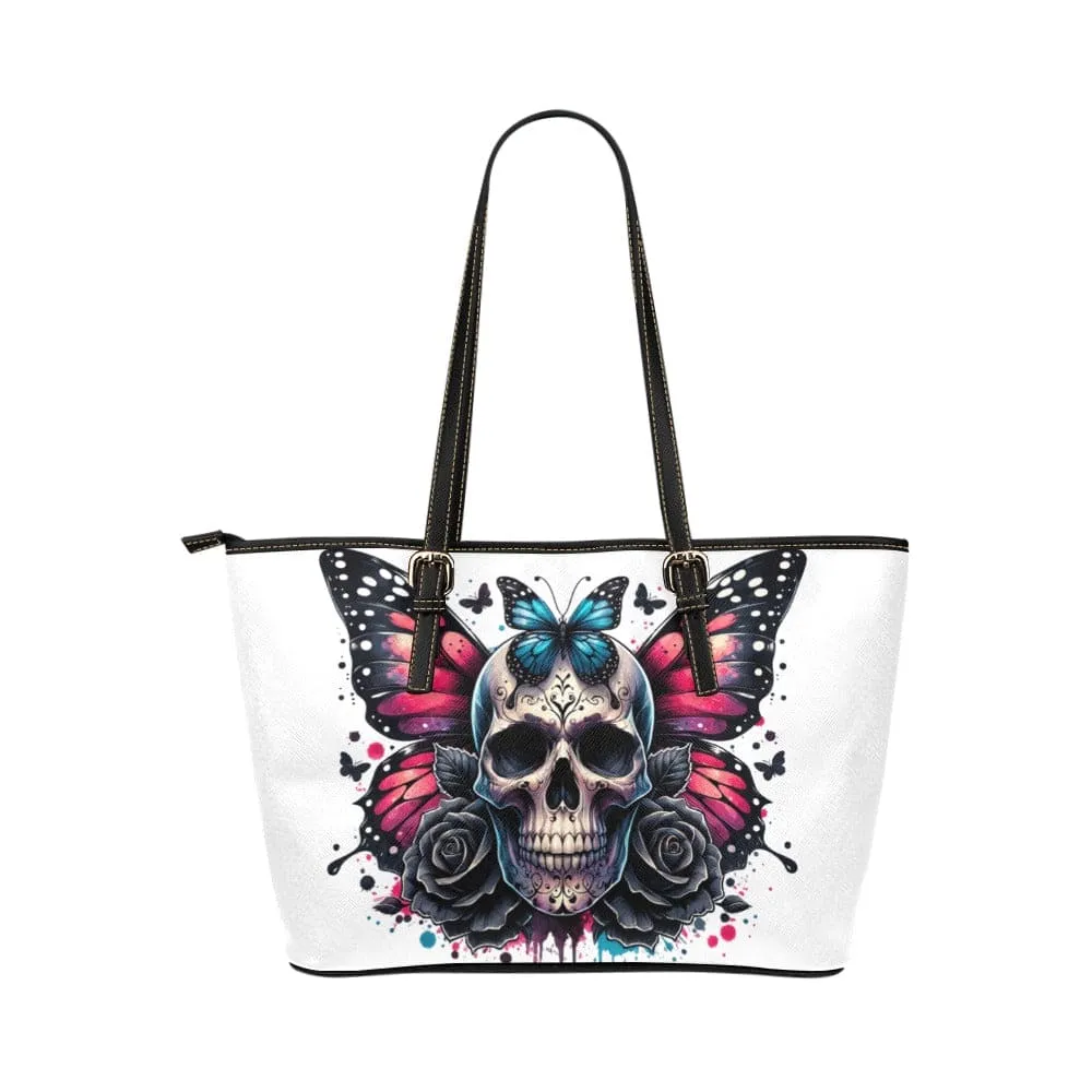 Gothic Butterfly Skulls Large Tote Bag
