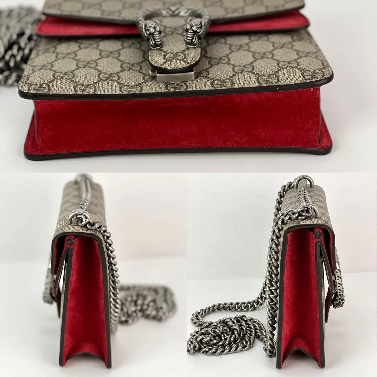 GUCCI Dionysus GG Supreme Red Mini Shoulder Crossbody Bag