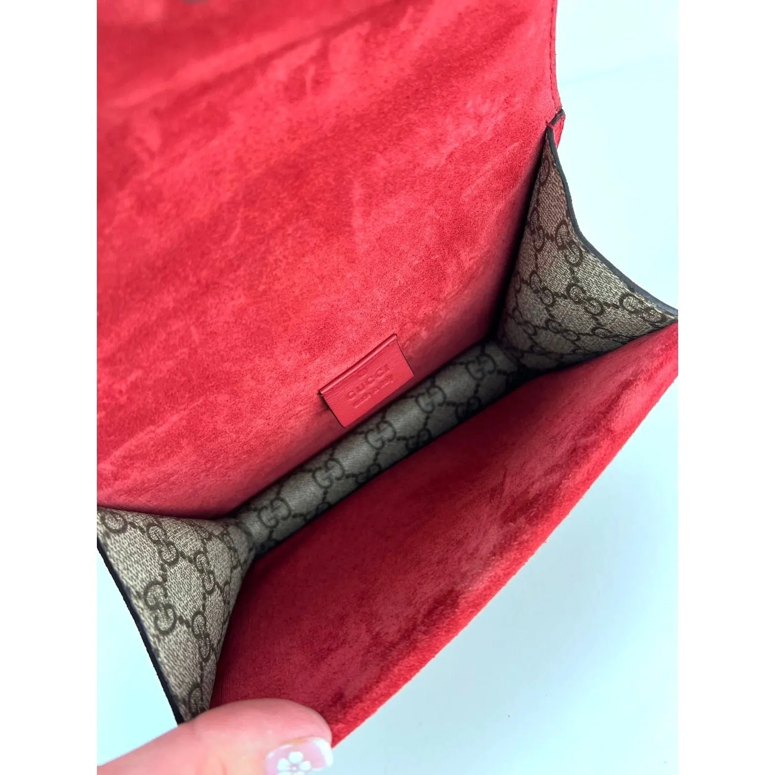 GUCCI Dionysus GG Supreme Red Mini Shoulder Crossbody Bag