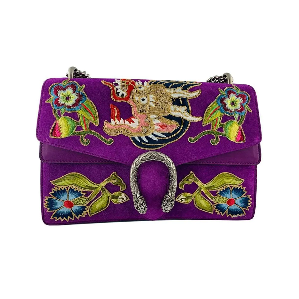 Gucci Handbag Dionysus Dragon Purple Suede Shoulder Bag 403348