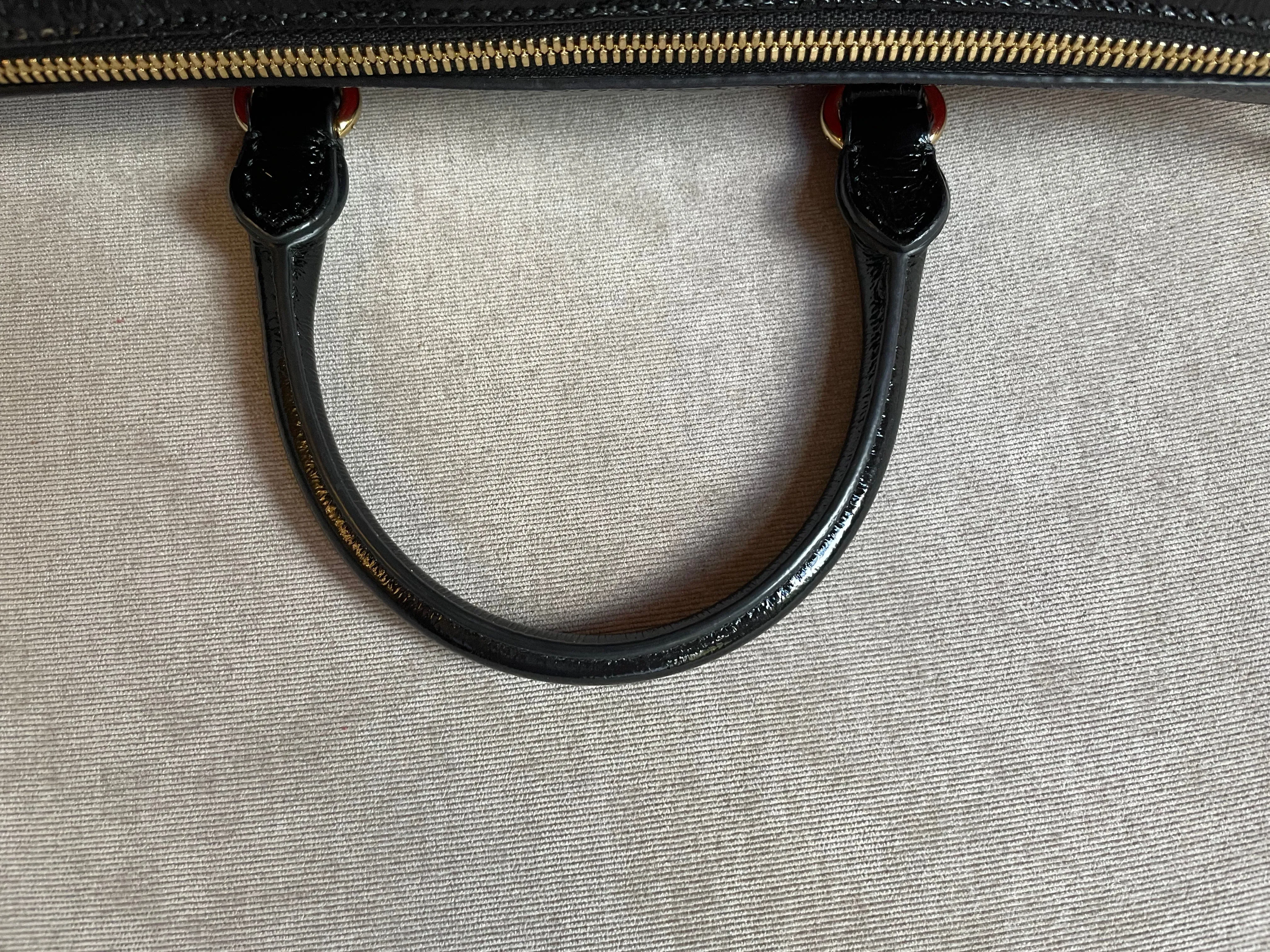Gucci Red Suede and Blue Leather Ophidia Boston Bag