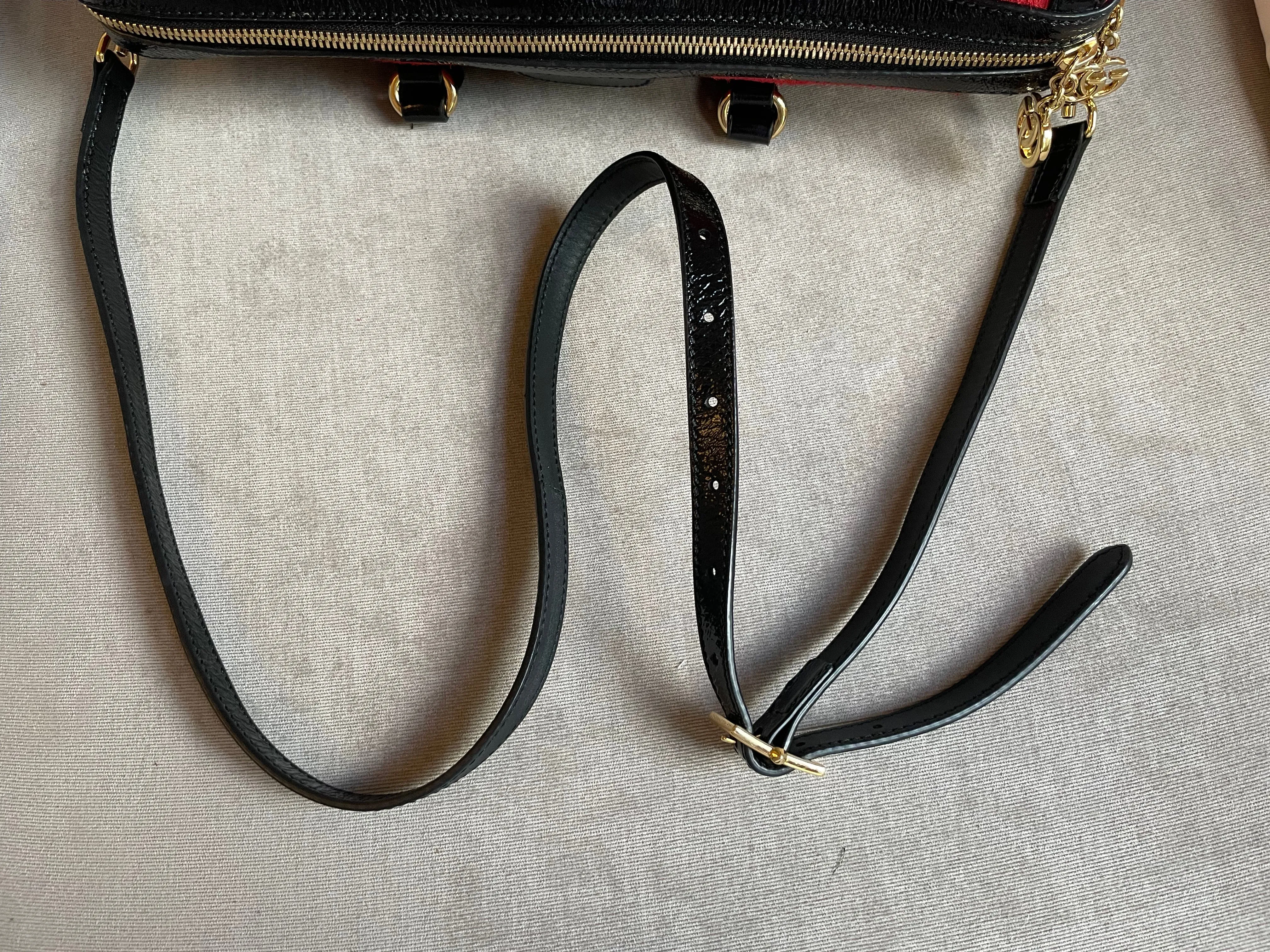 Gucci Red Suede and Blue Leather Ophidia Boston Bag