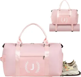 Gym Bag for Women, Personalized Duffle Bag with Shoe Compartment, Sports Bag for Yoga & Dance with Wet Pocket and Mat Strap
