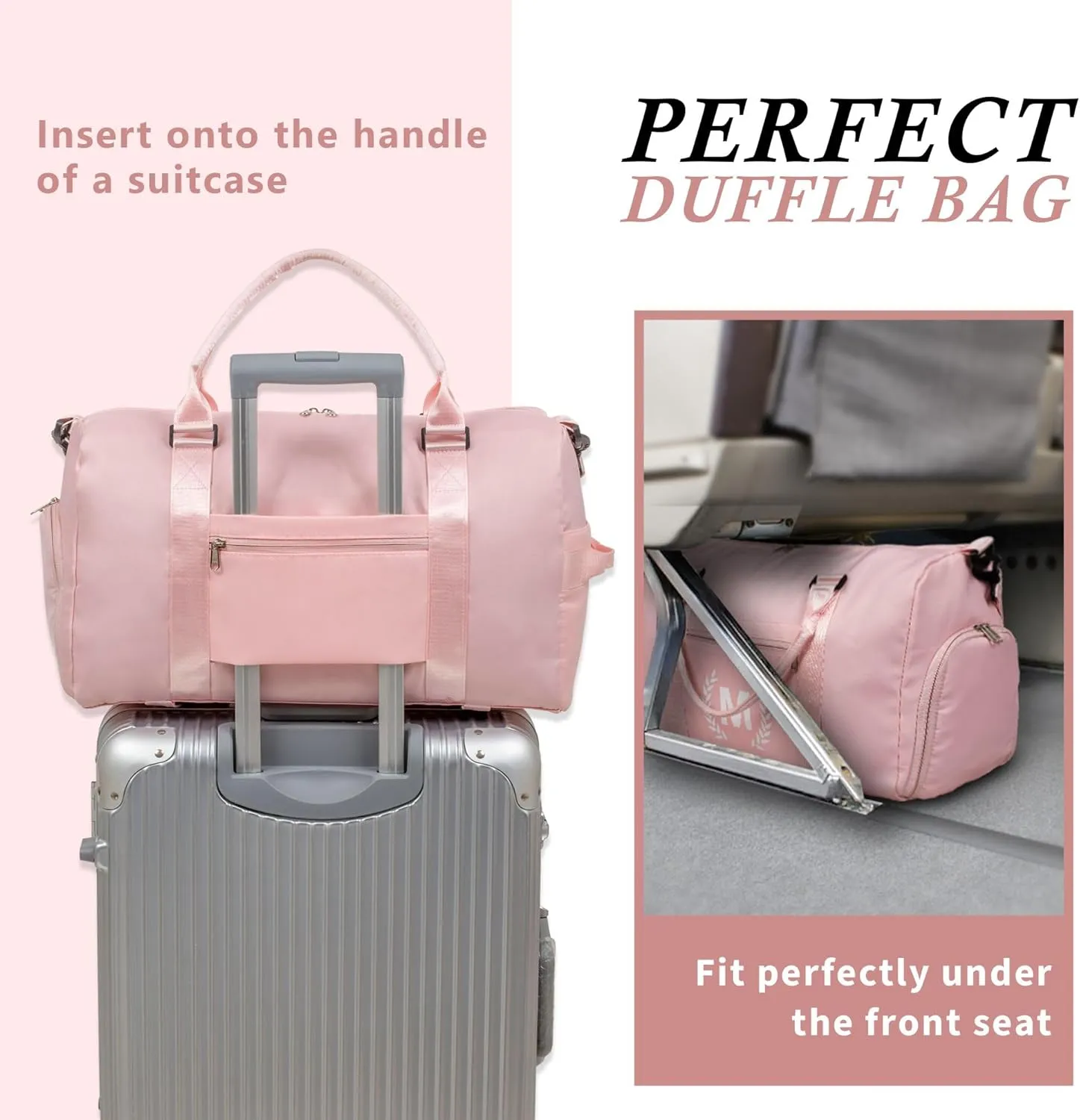 Gym Bag for Women, Personalized Duffle Bag with Shoe Compartment, Sports Bag for Yoga & Dance with Wet Pocket and Mat Strap