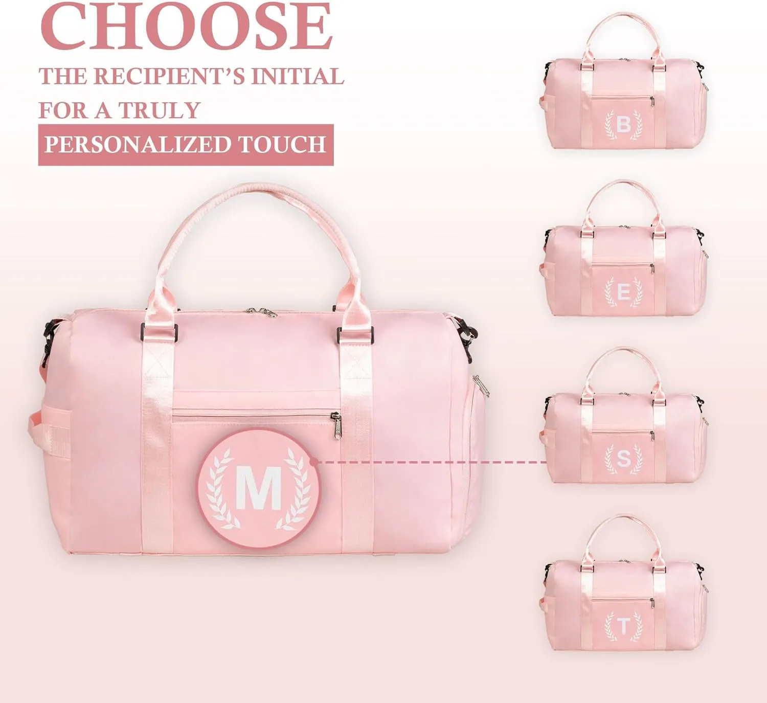 Gym Bag for Women, Personalized Duffle Bag with Shoe Compartment, Sports Bag for Yoga & Dance with Wet Pocket and Mat Strap